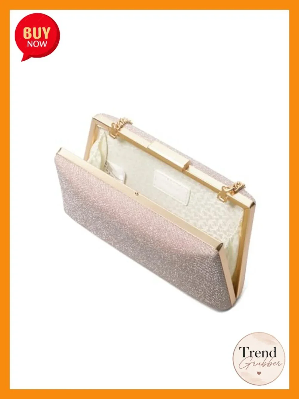 Rose Gold Box Clutch with Chain Handle - Dune London